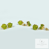 Moldavite Raw Gemstone Studs, 14K Gold Plated Stud Earring, Prong Stud Earrings, Green gemstone Earrings, Rare Jewelry, Gift For Her, Gift